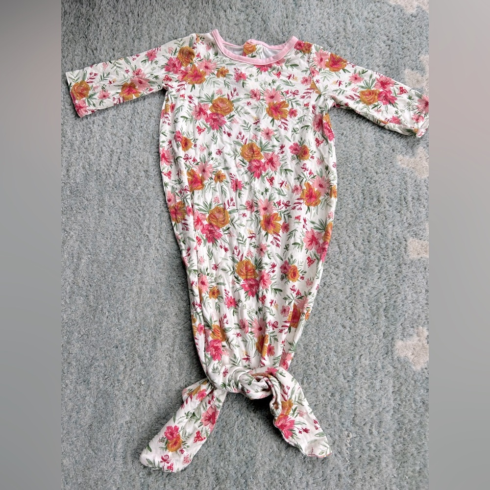 Mudpie Baby Newborn Sleep Gown 0-3 Months Pink Floral